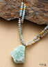 Boho Necklace, Bijou Amazonite Beaded Choker